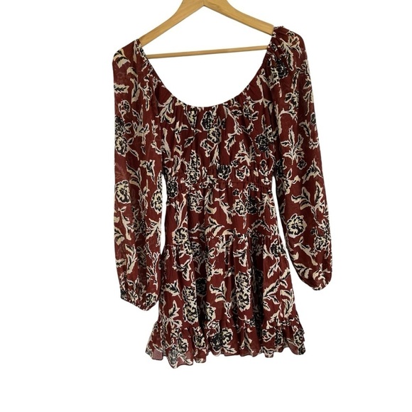 TANYA TAYLOR Edita Crinkled Puff-Sleeve Tiered Mini Dress - Picture 5 of 12